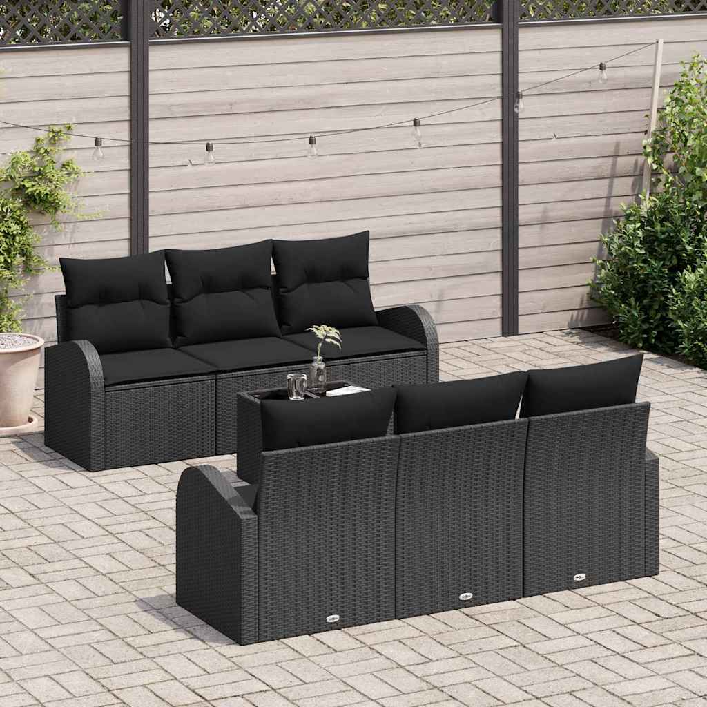 Garden Sofa Set with Cushion Manual 7 pcs Black 55 x 55 x 37 cm