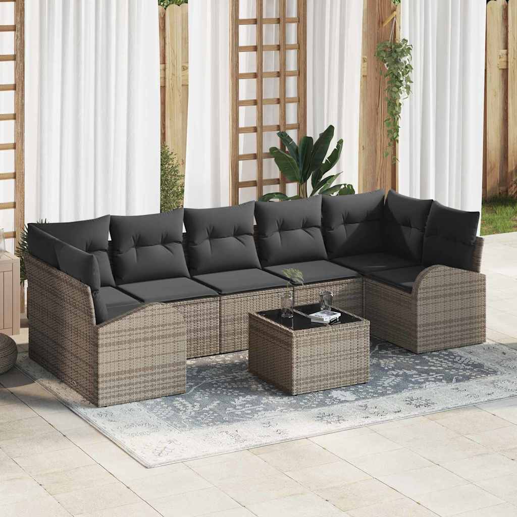 Garden Sofa Set with Cushion Manual 8 pcs Grey 55 x 55 x 37 cm