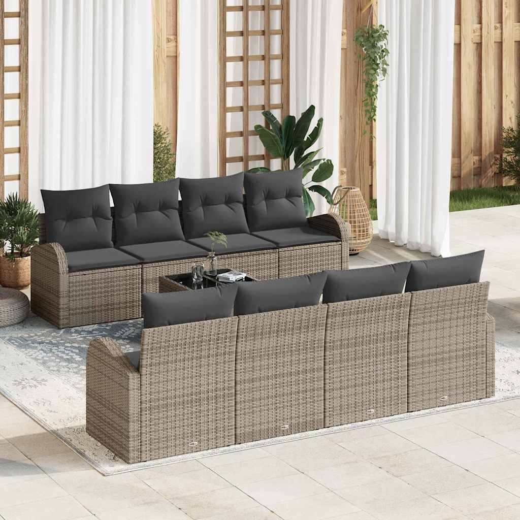 Garden Sofa Set with Cushion Manual 9 pcs Grey 55 x 55 x 37 cm