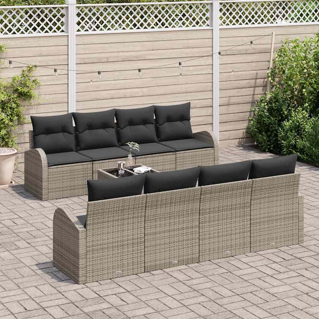 Garden Sofa Set with Cushion Manual 9 pcs Grey 55 x 55 x 37 cm