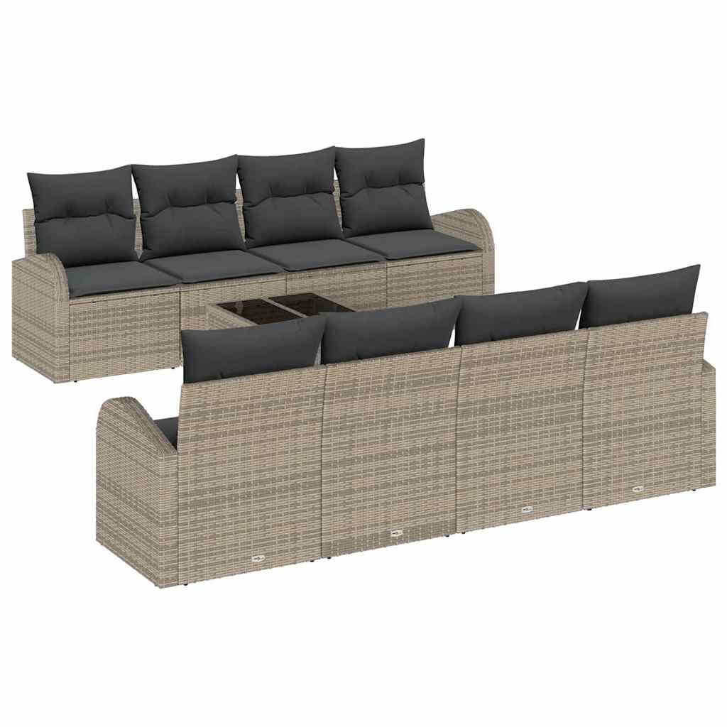 Garden Sofa Set with Cushion Manual 9 pcs Grey 55 x 55 x 37 cm