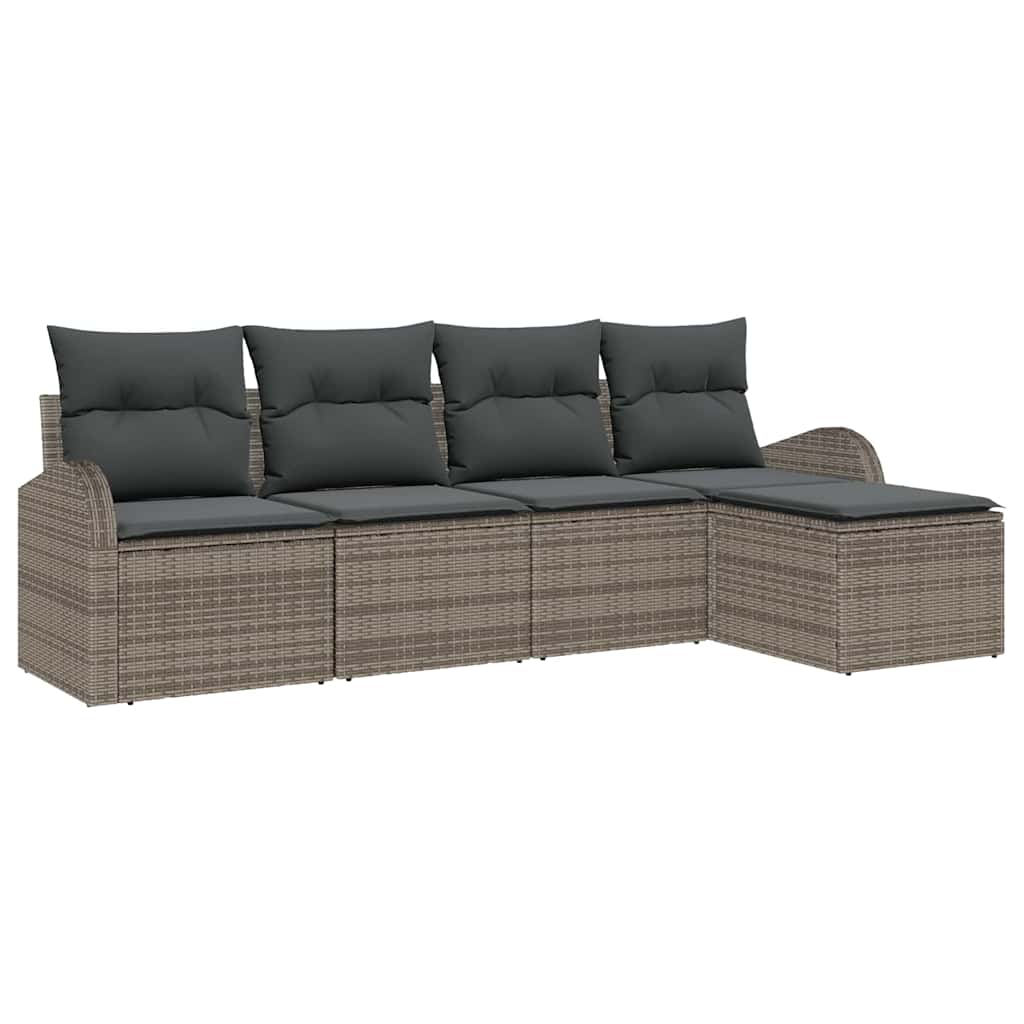 Garden Sofa Set with Cushion 5 pcs Grey Poly rattan