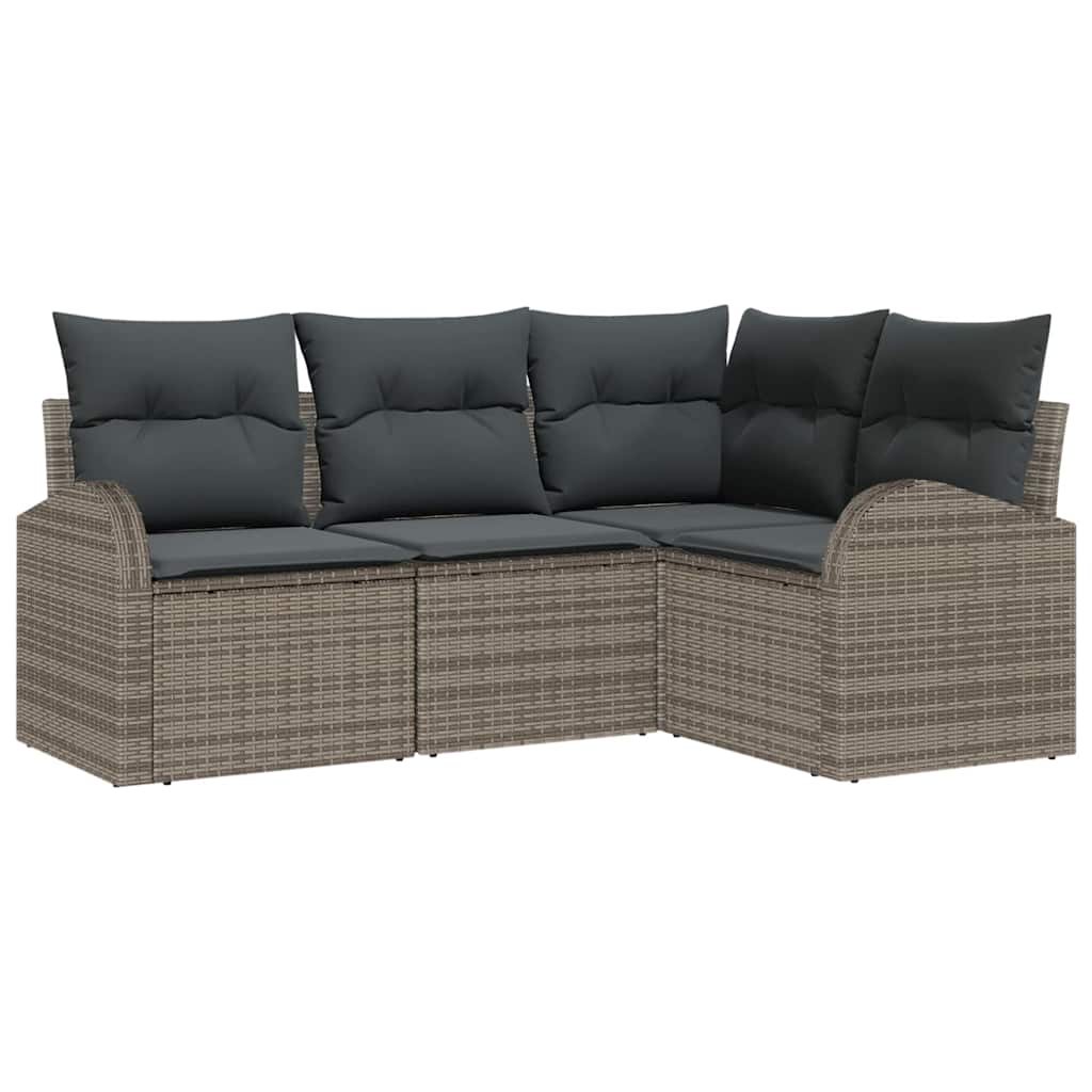 Garden Sofa Set with Cushion 4 pcs Grey Poly rattan