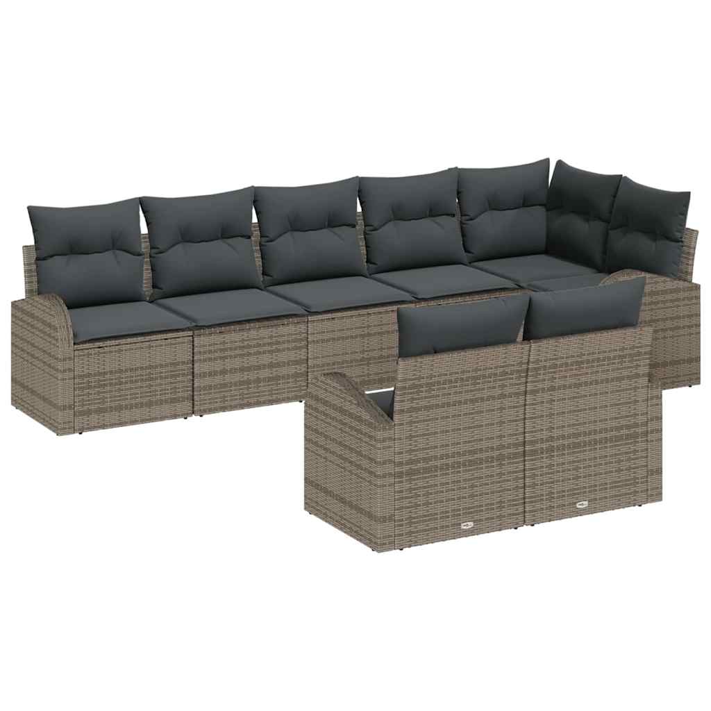 Garden Sofa Set with Cushion 8 pcs Grey Poly rattan