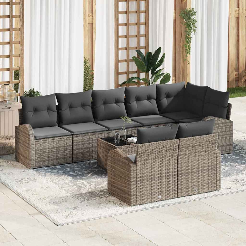 Garden Sofa Set with Cushion 9 pcs Grey Poly rattan