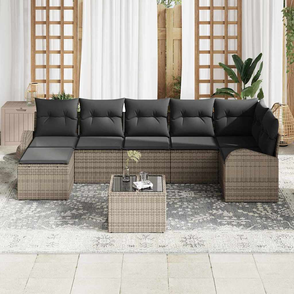 Garden Sofa Set 8 pcs Grey Poly rattan