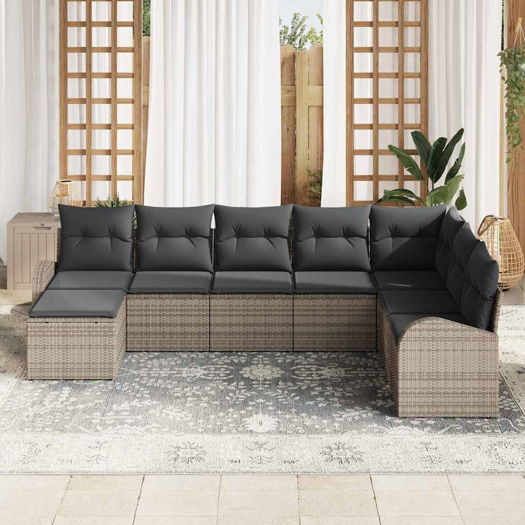 Garden Sofa Set with Cushion 8 pcs Grey Poly rattan