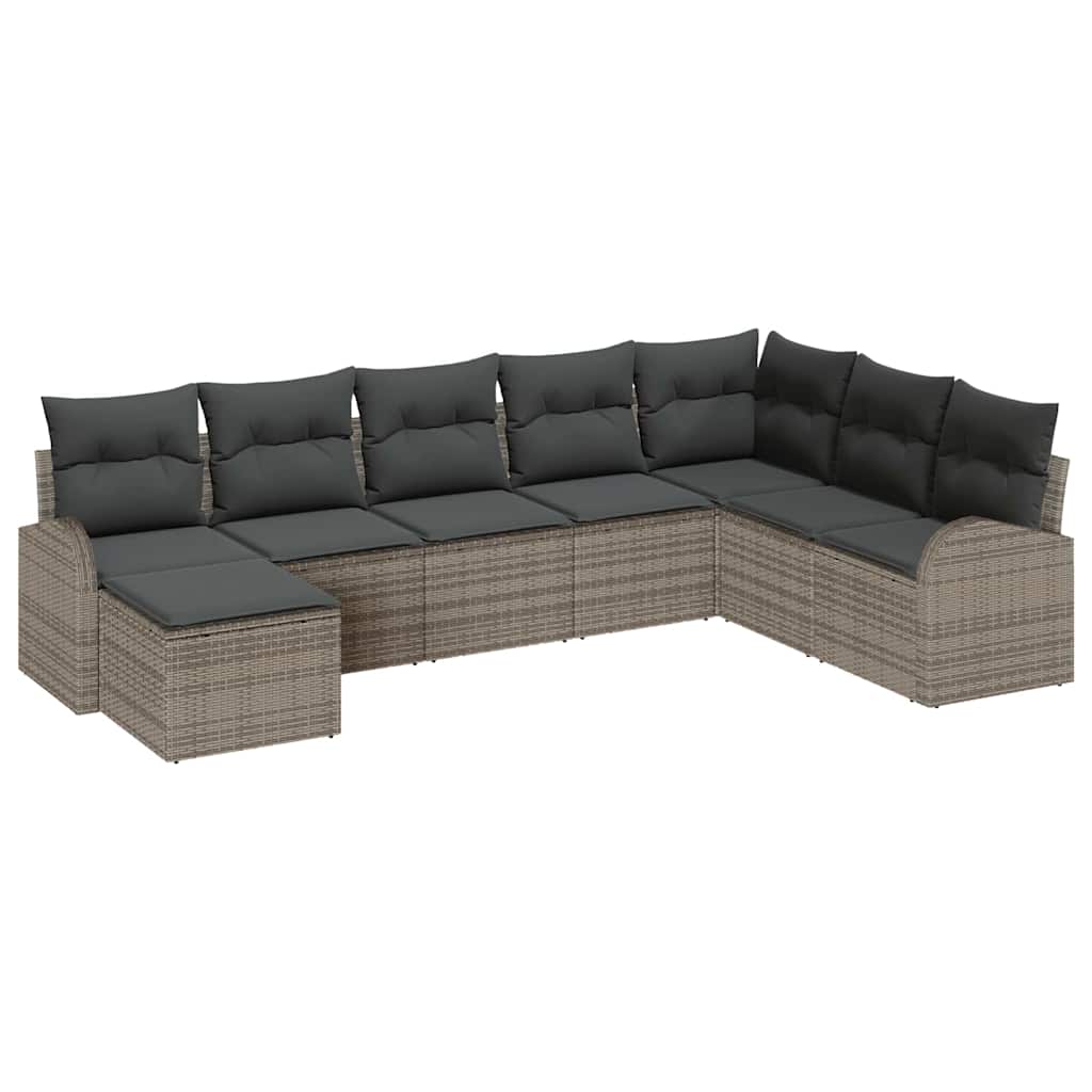 Garden Sofa Set with Cushion 8 pcs Grey Poly rattan