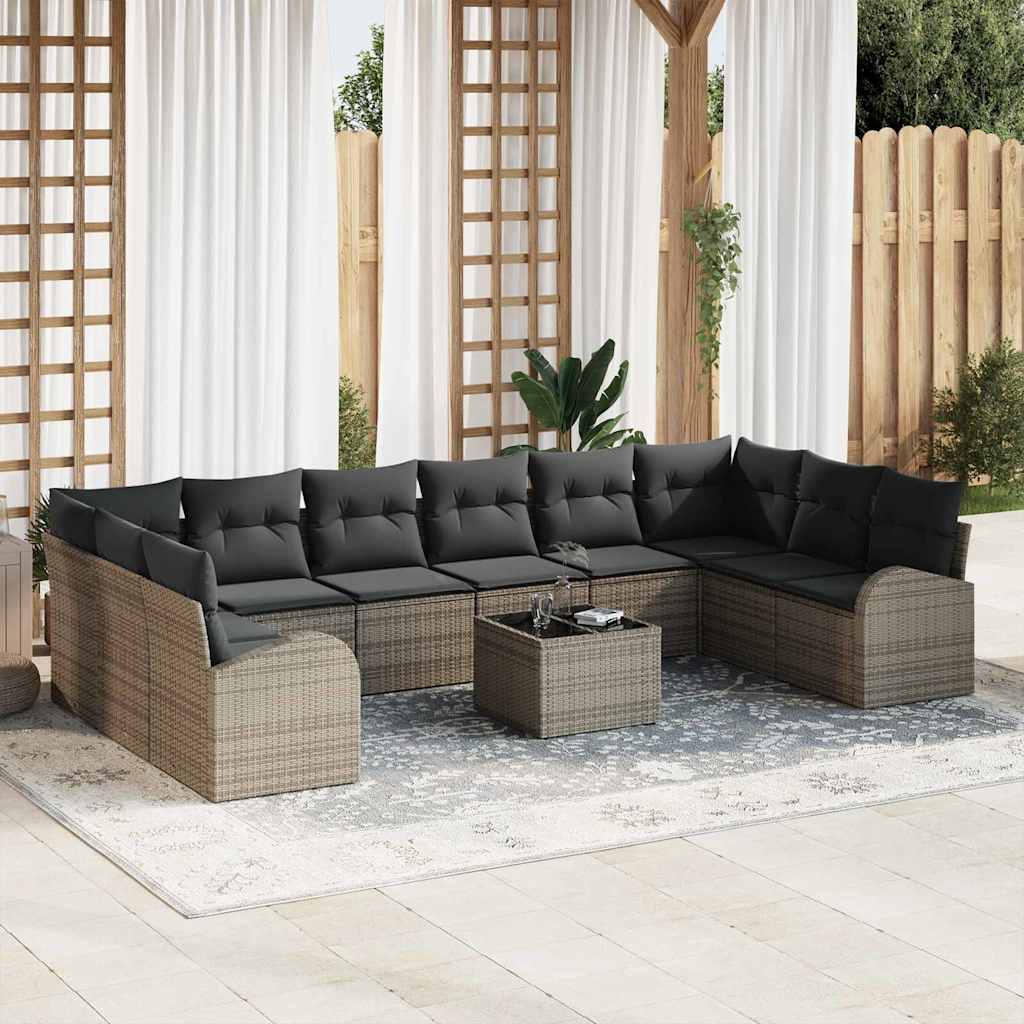 Garden Sofa Set with Cushion with Storage 11 pcs Light Grey