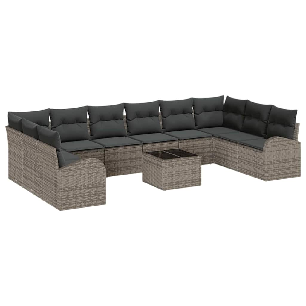 Garden Sofa Set with Cushion with Storage 11 pcs Light Grey
