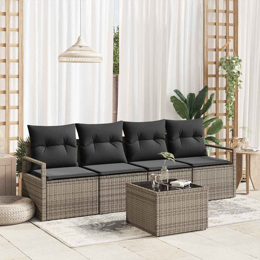 Garden Sofa Set with Cushion Manual 5 pcs Grey 55 x 55 x 37 cm