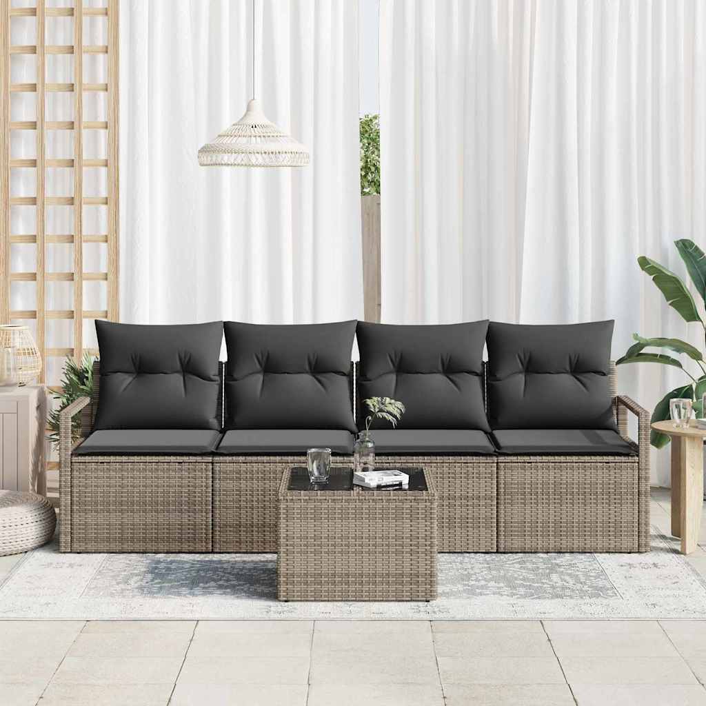 Garden Sofa Set with Cushion Manual 5 pcs Grey 55 x 55 x 37 cm