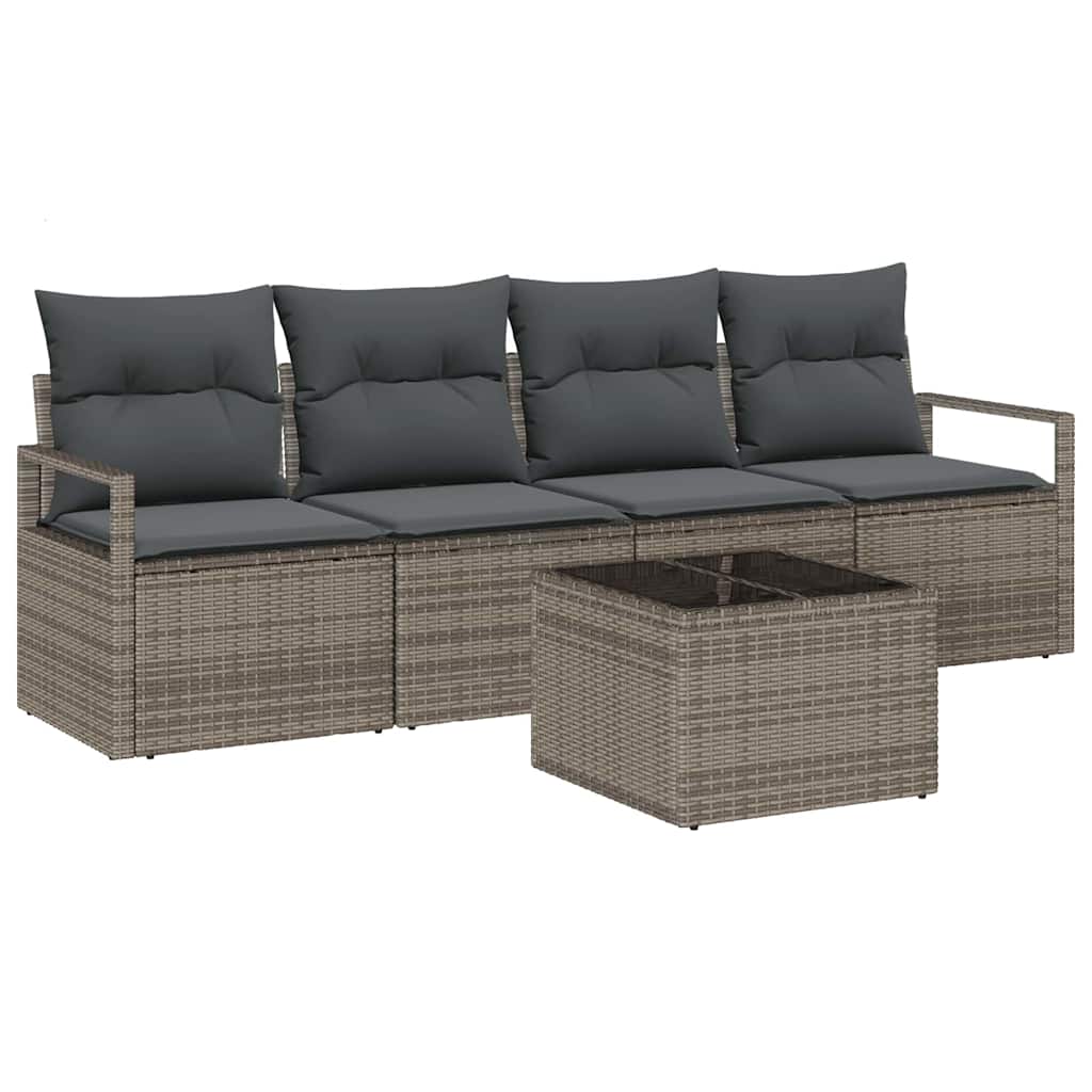 Garden Sofa Set with Cushion Manual 5 pcs Grey 55 x 55 x 37 cm