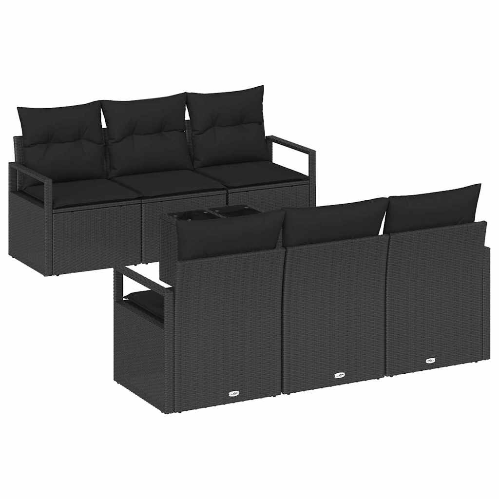 Garden Sofa Set with Cushion Manual 7 pcs Black 55 x 55 x 37 cm