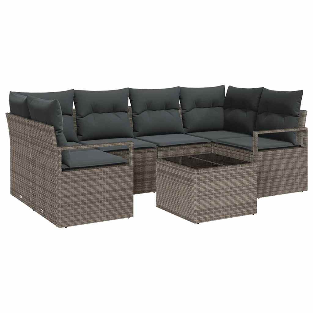 Garden Sofa Set with Cushion Manual 7 pcs Grey 55 x 55 x 37 cm