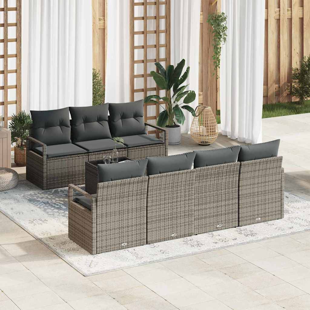 Garden Sofa Set with Cushion Manual 8 pcs Grey 55 x 55 x 37 cm