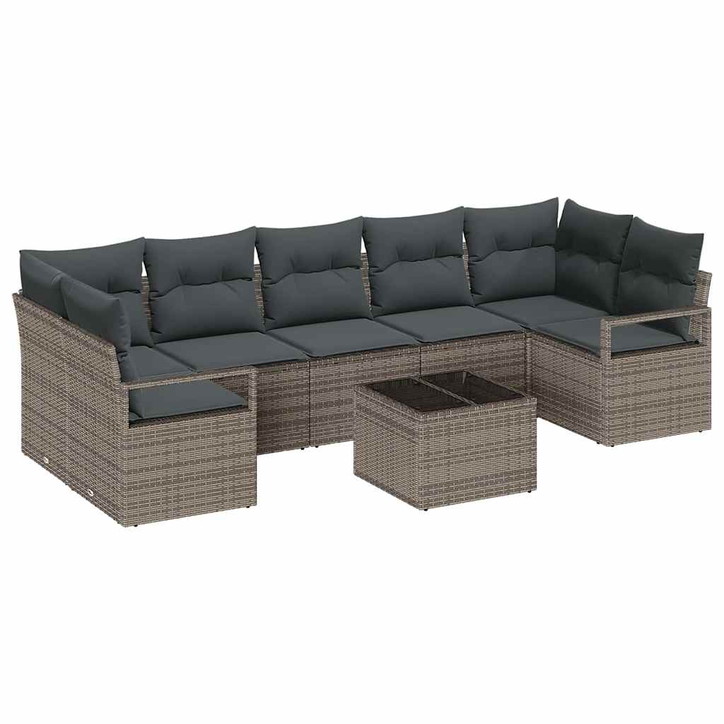 Garden Sofa Set with Cushion Manual 8 pcs Grey 55 x 55 x 37 cm