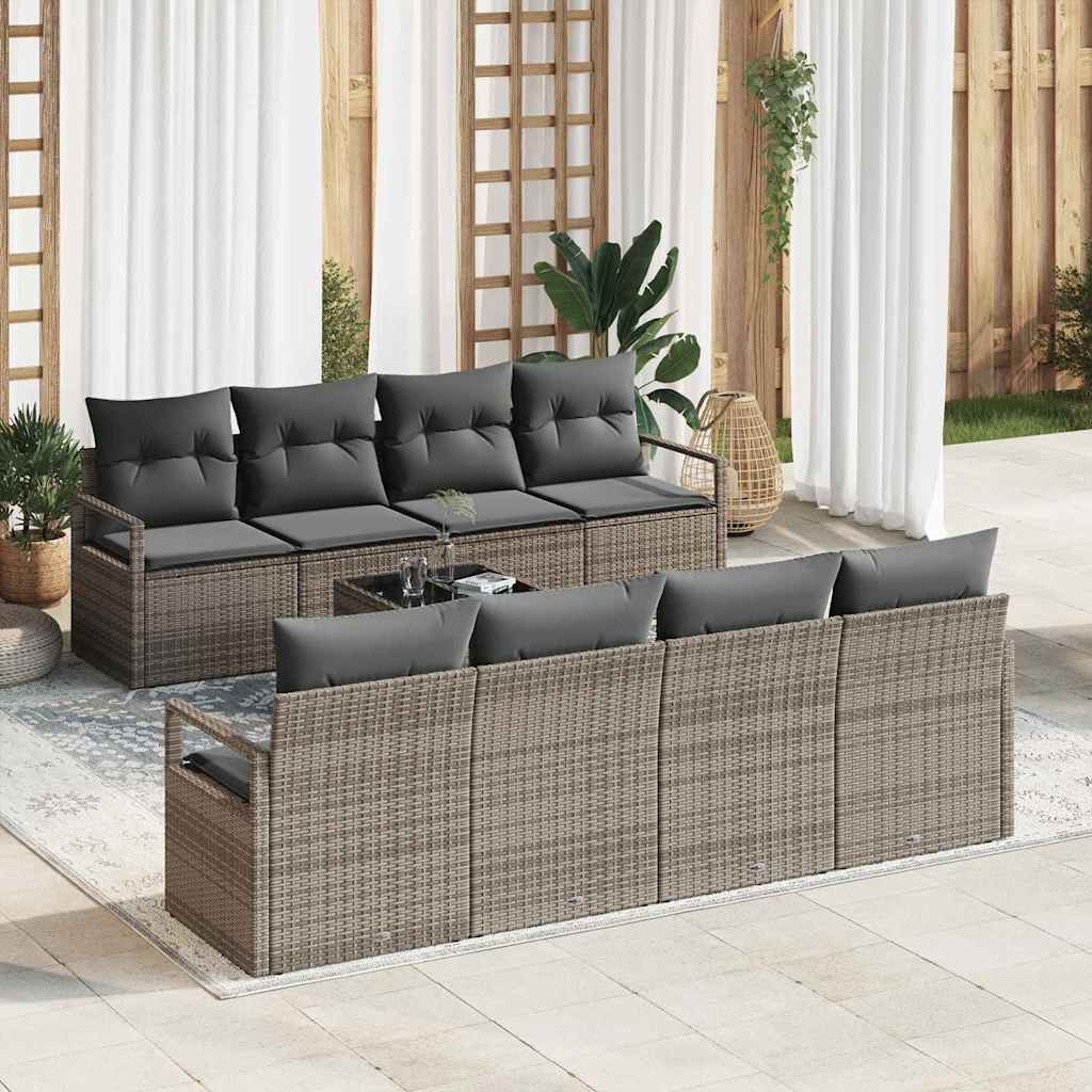 Garden Sofa Set with Cushion Manual 9 pcs Grey 55 x 55 x 37 cm