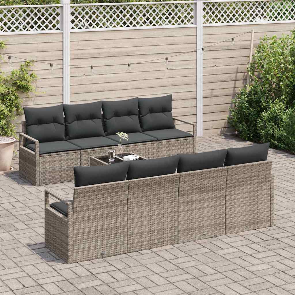 Garden Sofa Set with Cushion Manual 9 pcs Grey 55 x 55 x 37 cm