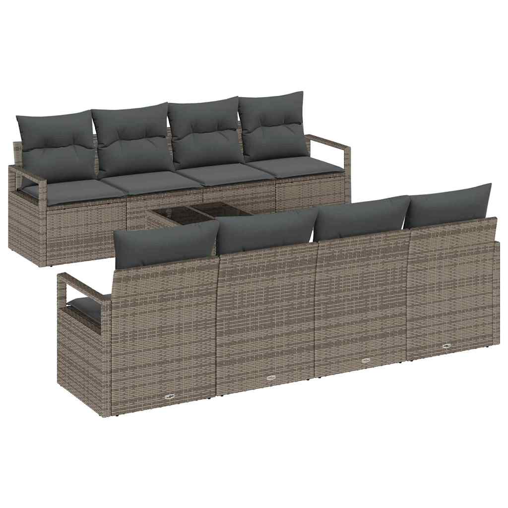 Garden Sofa Set with Cushion Manual 9 pcs Grey 55 x 55 x 37 cm