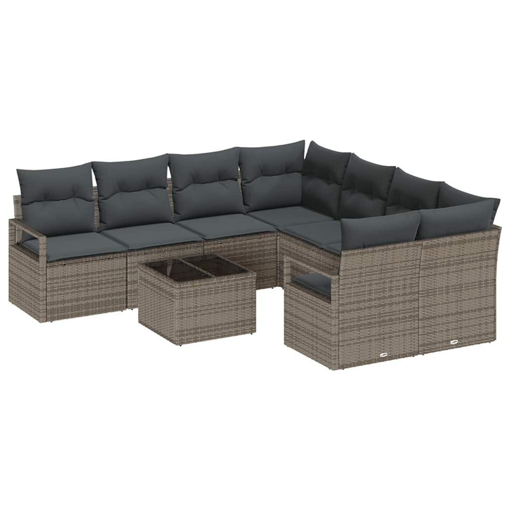 Garden Sofa Set with Cushion Manual 9 pcs Grey 55 x 55 x 37 cm