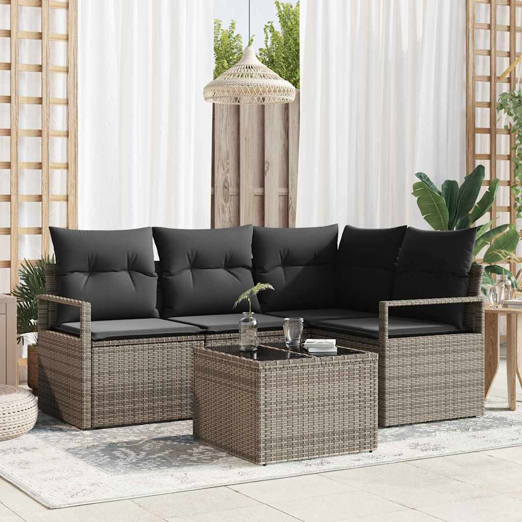 Garden Sofa Set with Cushion with Storage 5 pcs Light Grey
