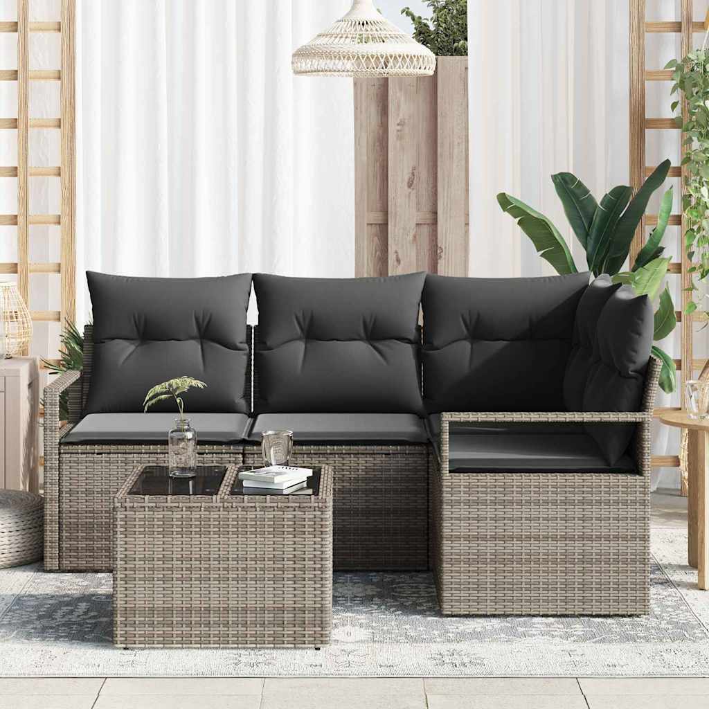 Garden Sofa Set with Cushion with Storage 5 pcs Light Grey