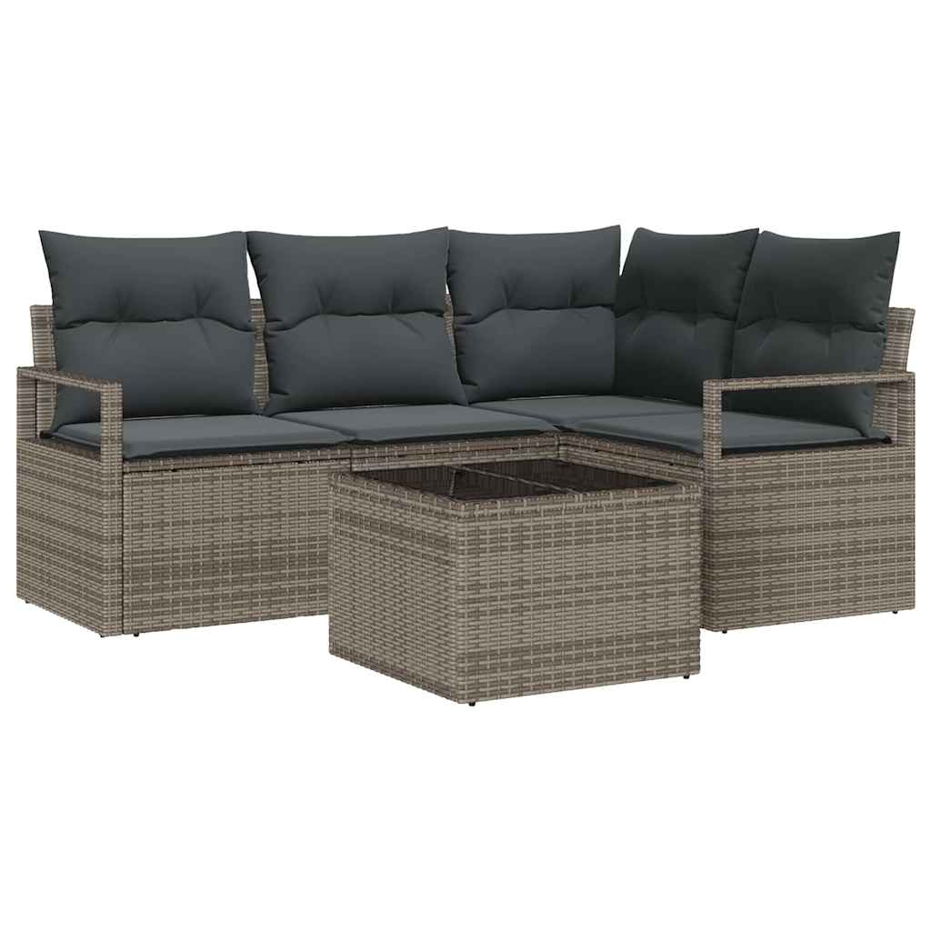 Garden Sofa Set with Cushion with Storage 5 pcs Light Grey