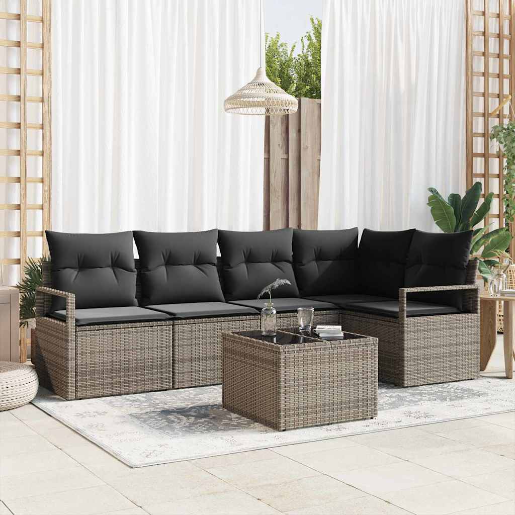 Garden Sofa Set with Cushion with Storage 6 pcs Light Grey
