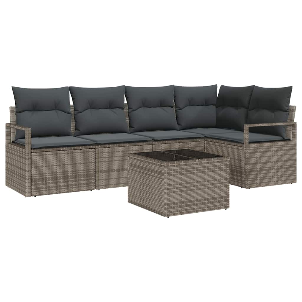 Garden Sofa Set with Cushion with Storage 6 pcs Light Grey