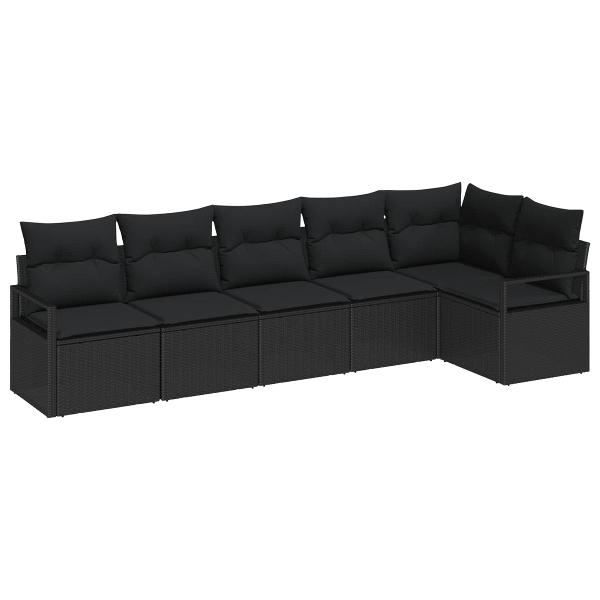 Garden Sofa Set 6 pcs Black Poly Rattan and Powder-Coated Steel