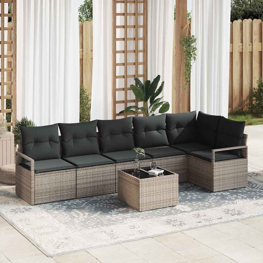 Garden Sofa Set with Cushion with Storage 7 pcs Light Grey