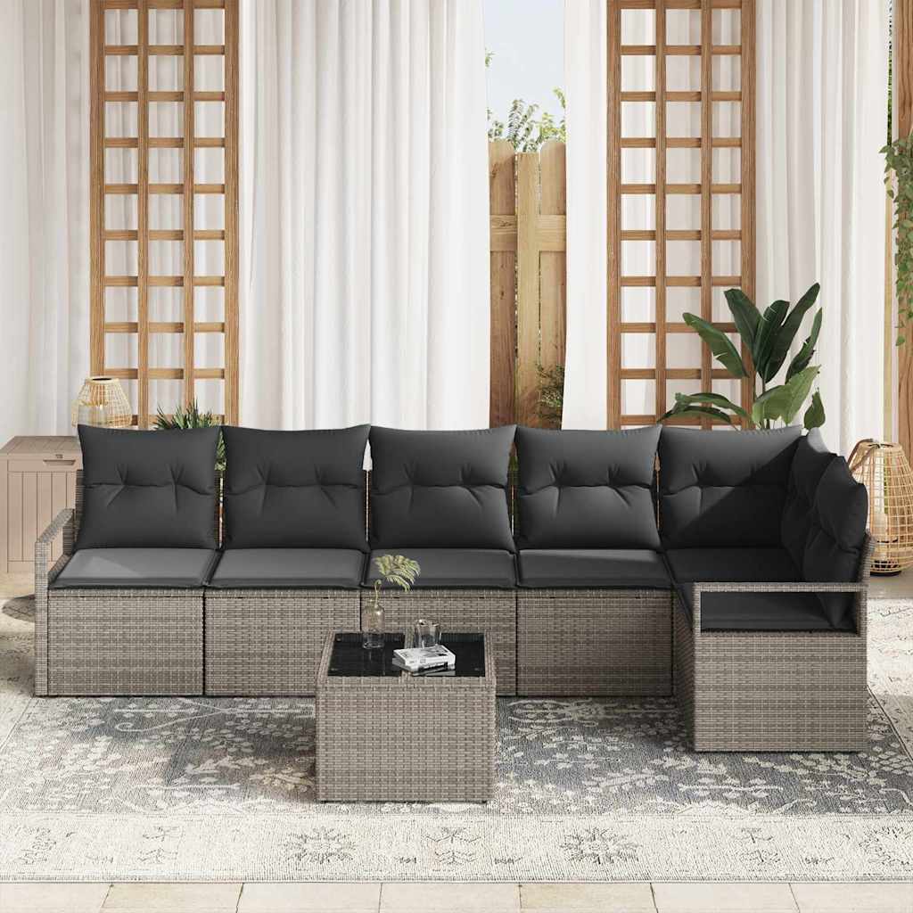 Garden Sofa Set with Cushion with Storage 7 pcs Light Grey