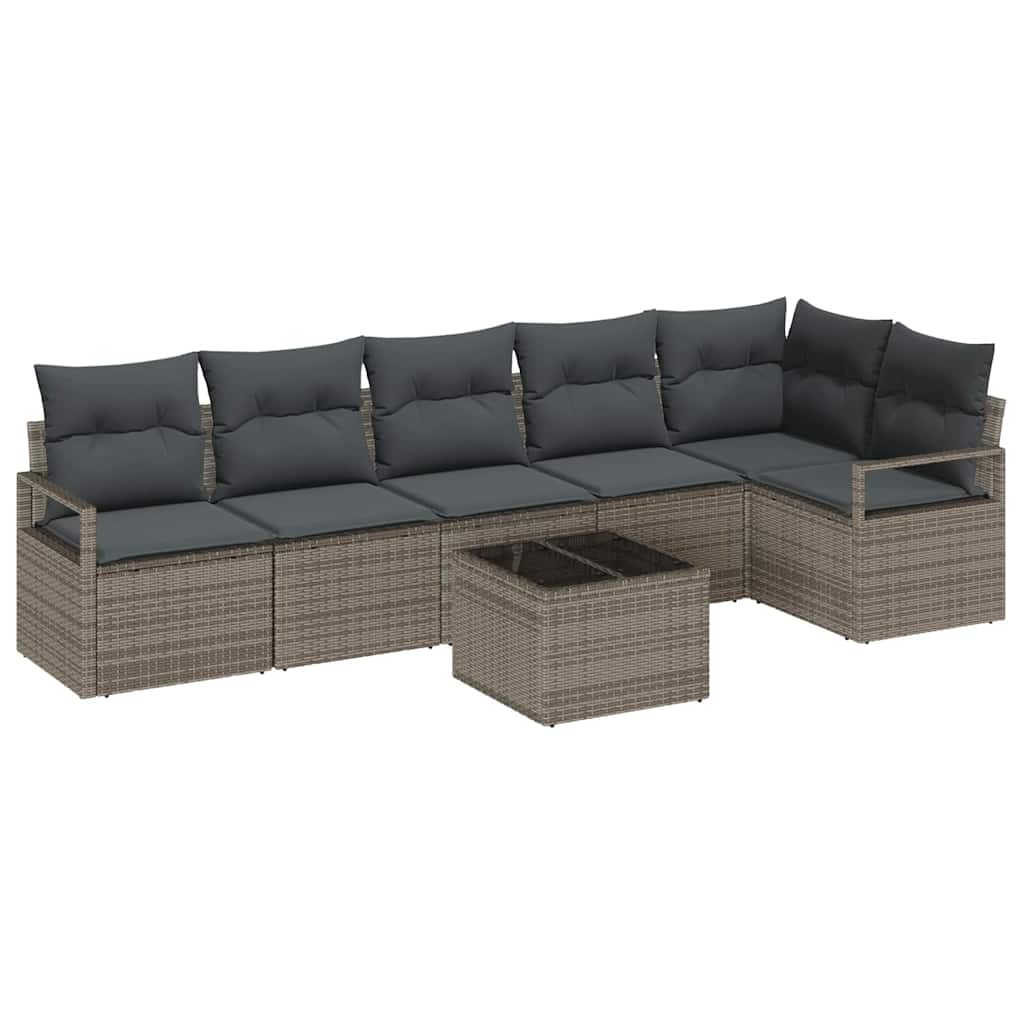 Garden Sofa Set with Cushion with Storage 7 pcs Light Grey