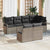 Garden Sofa Set 7 pcs Grey Poly Rattan, Powder-Coated Steel