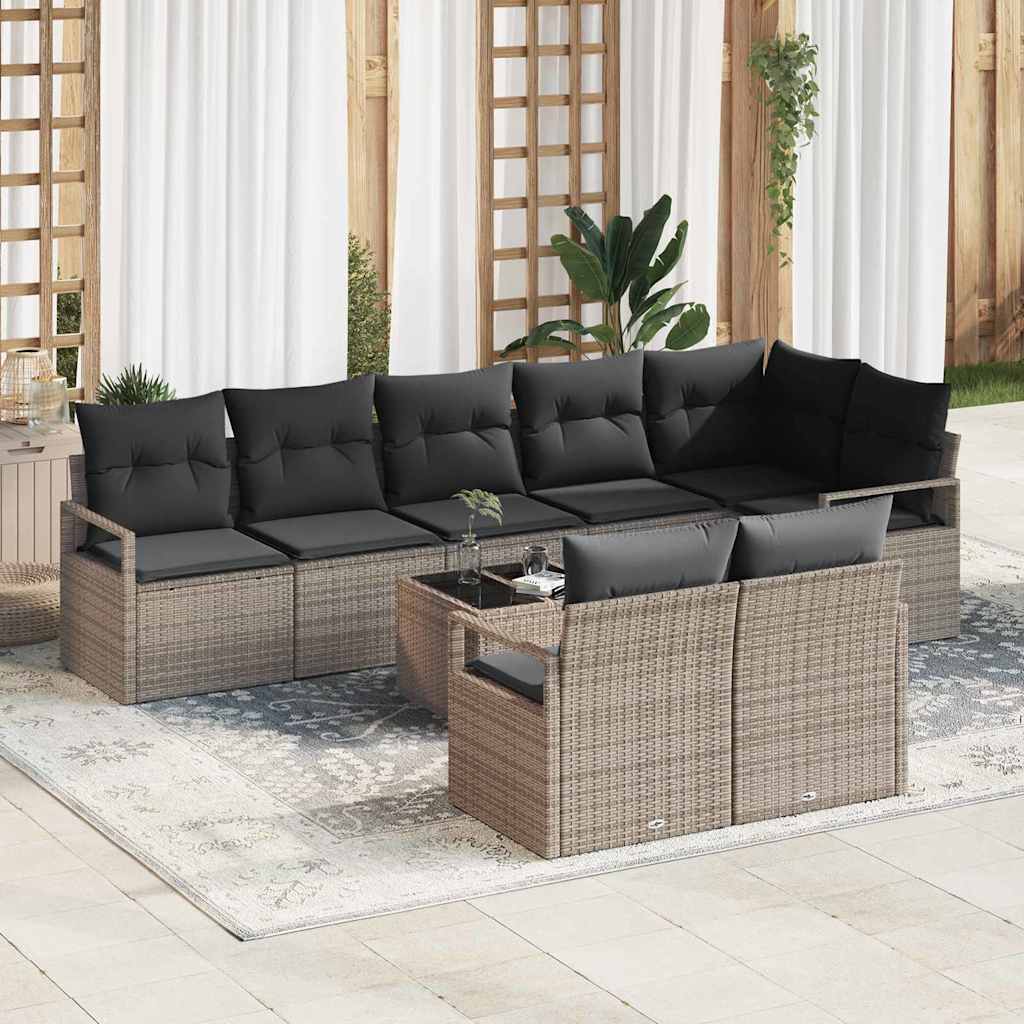 Garden Sofa Set with Cushion with Storage 9 pcs Light Grey