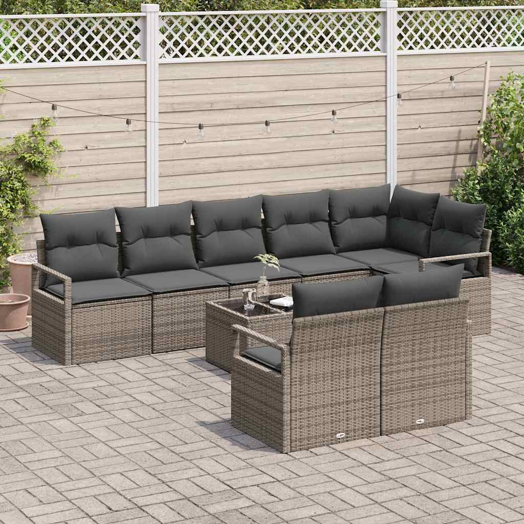 Garden Sofa Set with Cushion with Storage 9 pcs Light Grey
