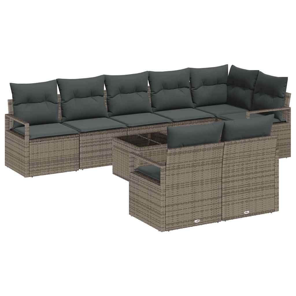 Garden Sofa Set with Cushion with Storage 9 pcs Light Grey