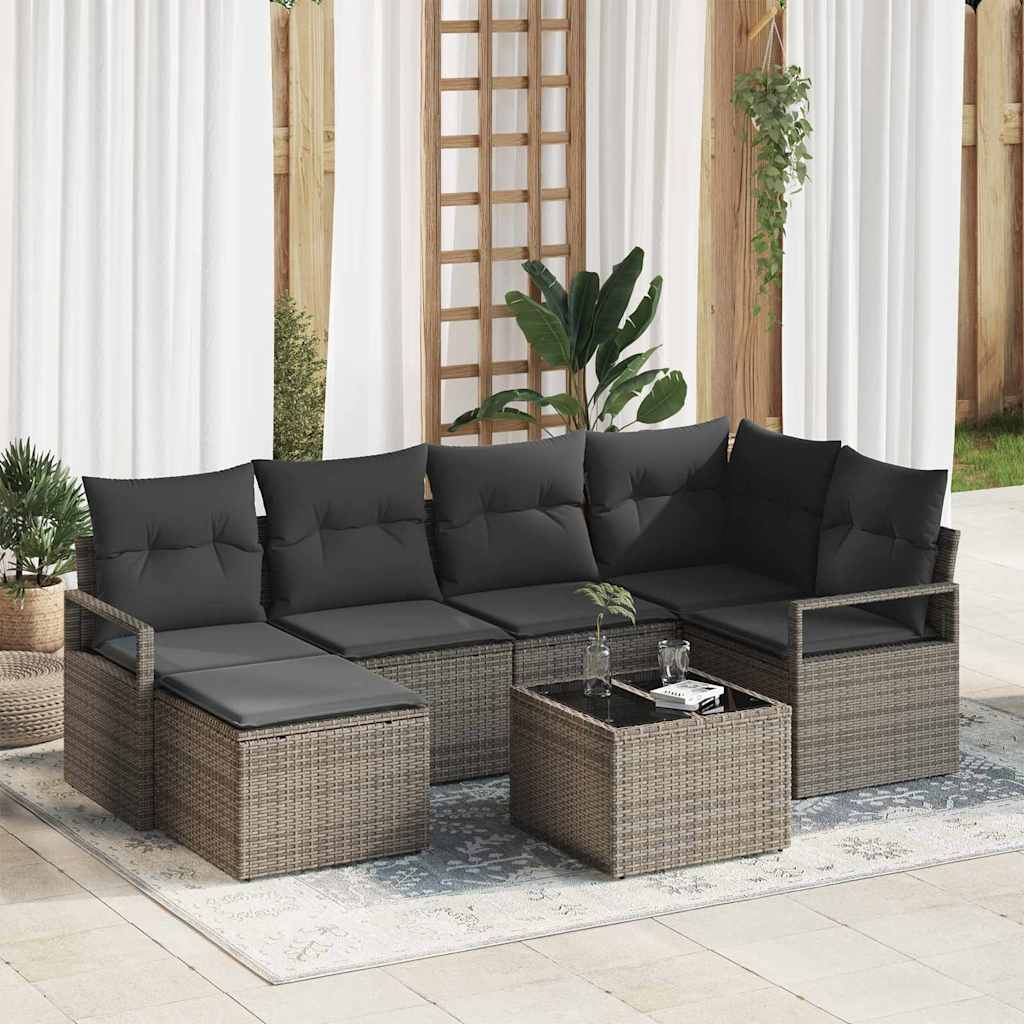 Garden Sofa Set with Cushion with Storage 7 pcs Light Grey