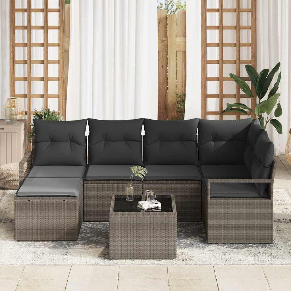 Garden Sofa Set with Cushion with Storage 7 pcs Light Grey