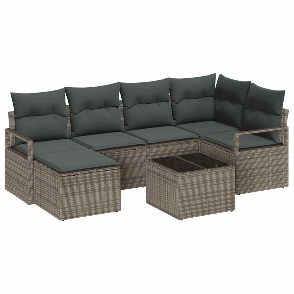 Garden Sofa Set with Cushion with Storage 7 pcs Light Grey