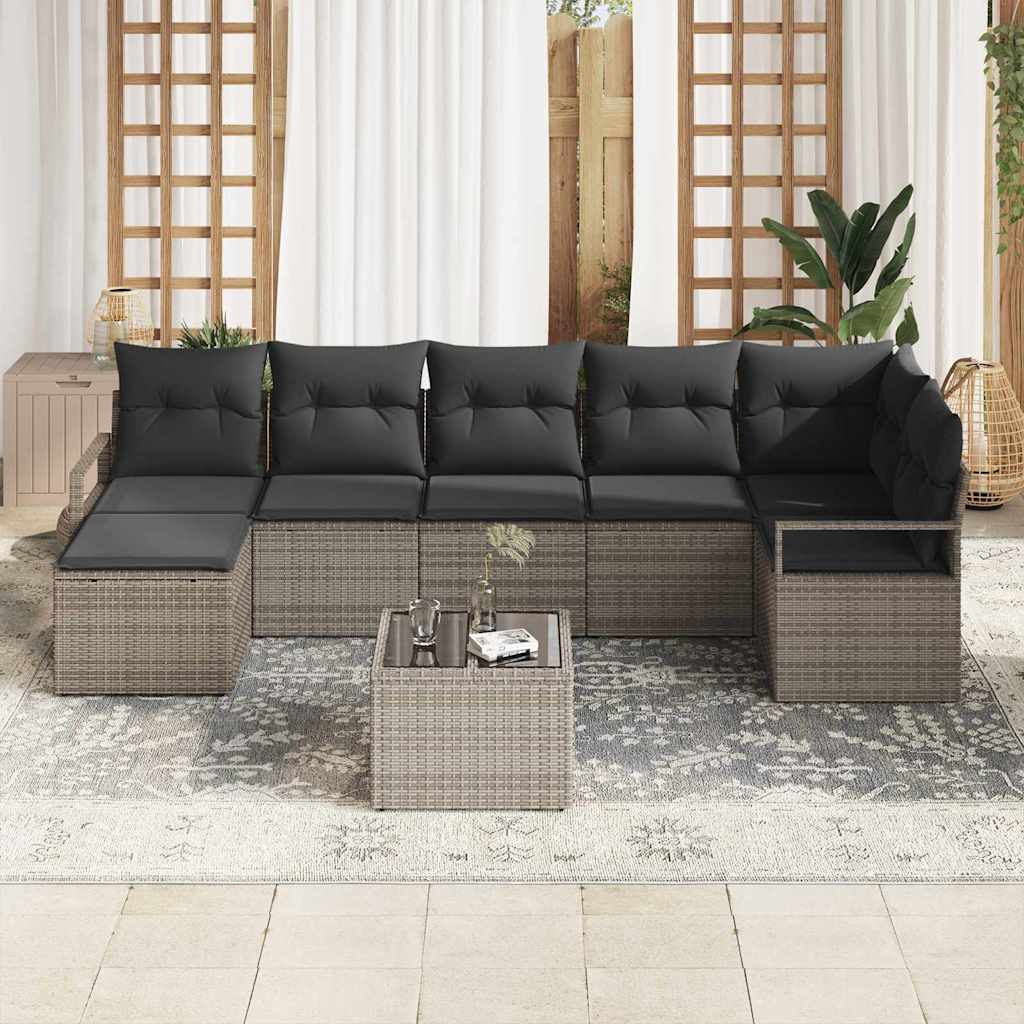Garden Sofa Set with Cushion with Storage 8 pcs Light Grey