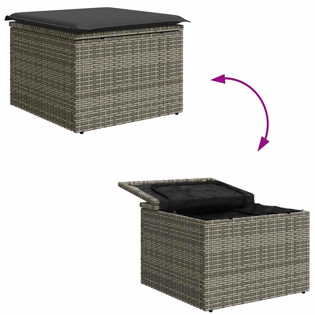 Garden Sofa Set 6 pcs Grey Poly Rattan, Powder-Coated Steel