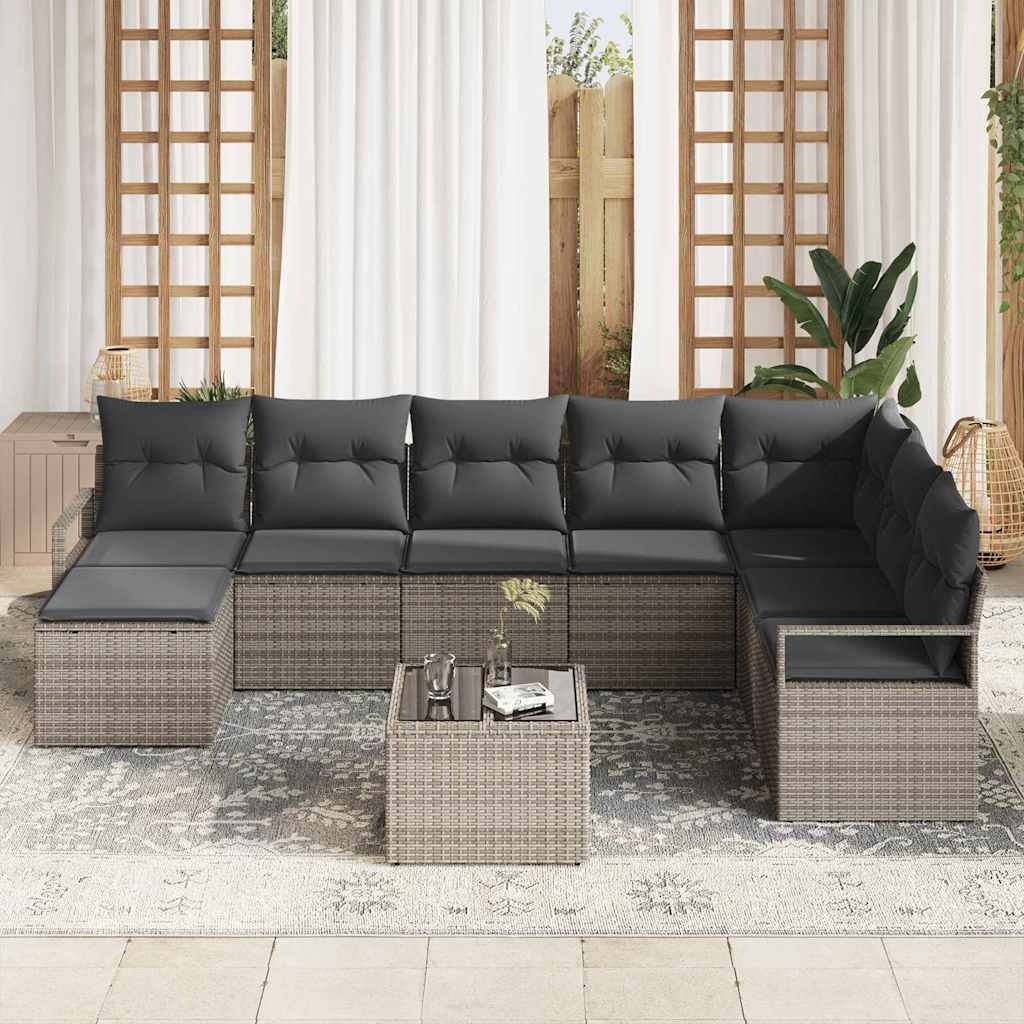 Garden Sofa Set with Cushion with Storage 9 pcs Light Grey