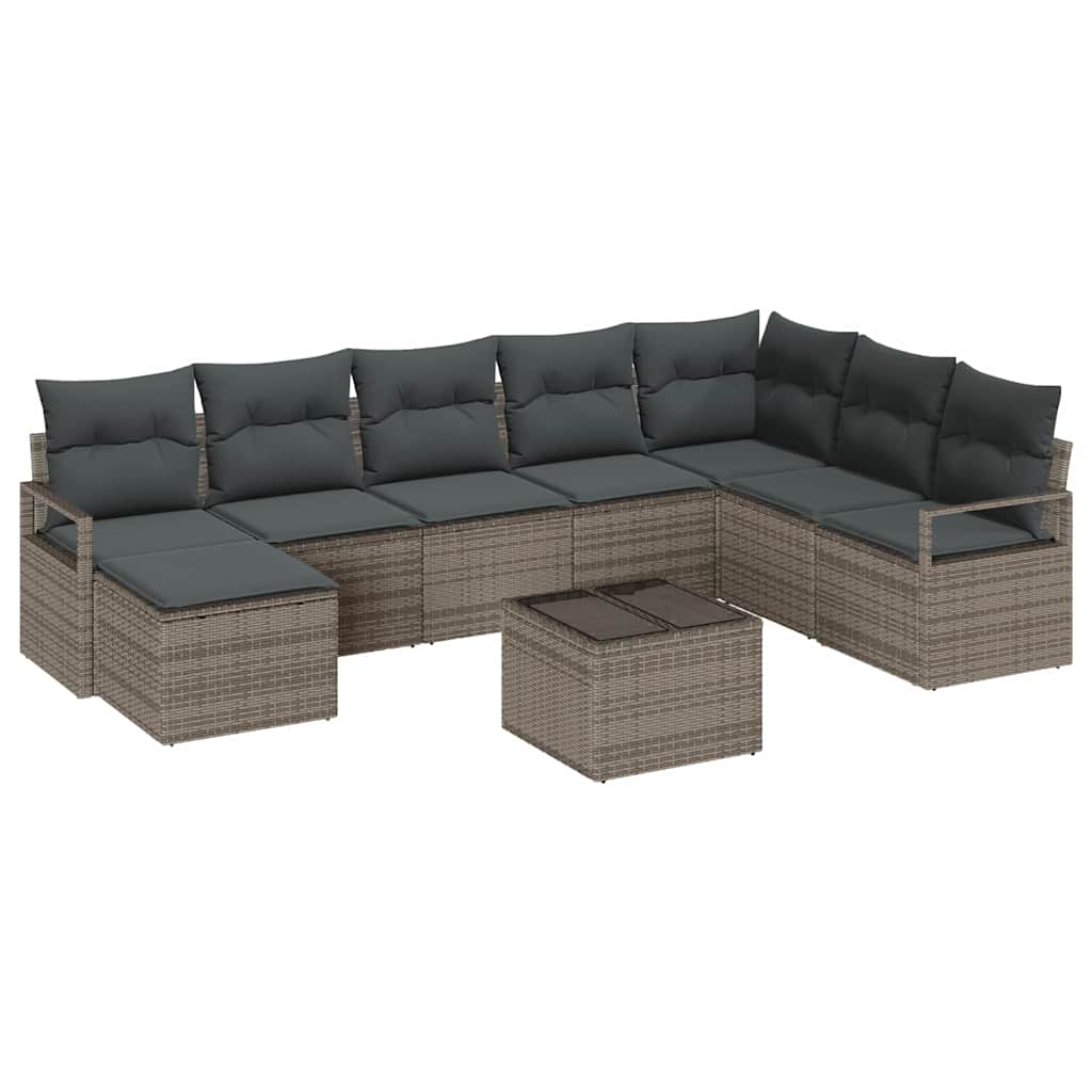 Garden Sofa Set with Cushion with Storage 9 pcs Light Grey