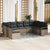 Garden Sofa Set 9 pcs Grey Poly Rattan, Powder-Coated Steel