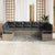 Garden Sofa Set 9 pcs Grey Poly Rattan, Powder-Coated Steel