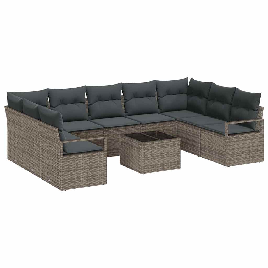 Garden Sofa Set with Cushion with Storage 10 pcs Light Grey