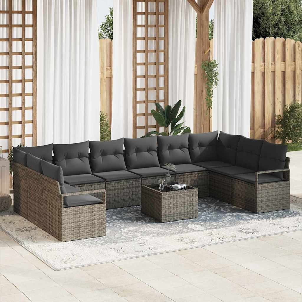 Garden Sofa Set with Cushion with Storage 11 pcs Light Grey