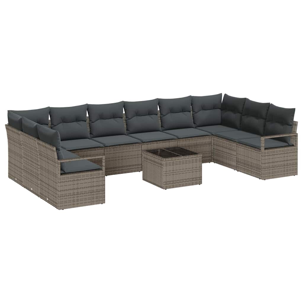 Garden Sofa Set with Cushion with Storage 11 pcs Light Grey